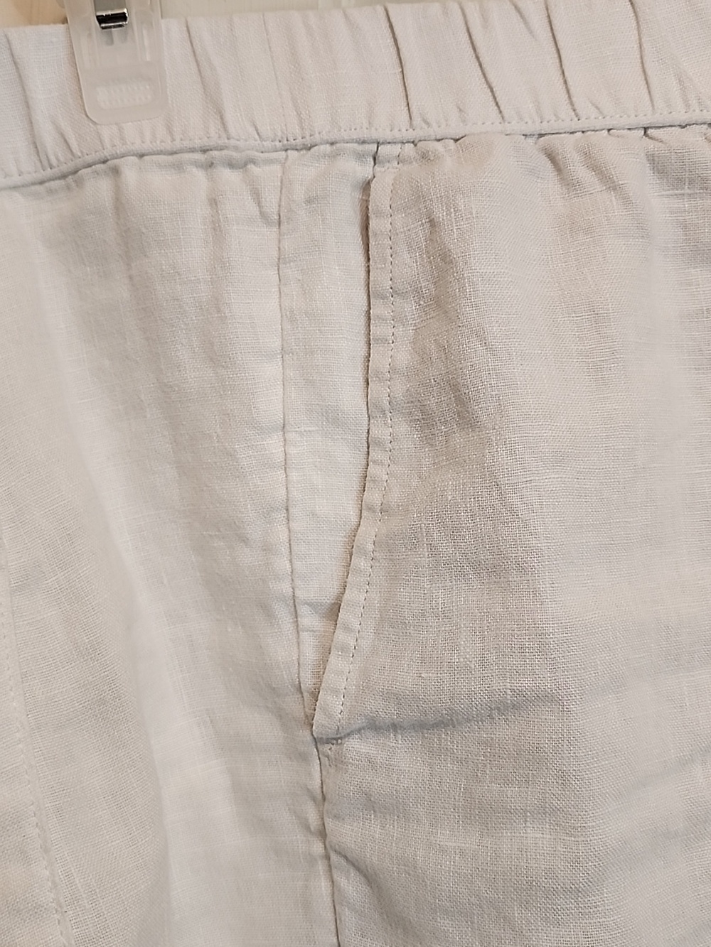 Pure Jill 100% Linen White Shorts Elastic Waist 4 Pockets. Wide Hem - Picture 4 of 7